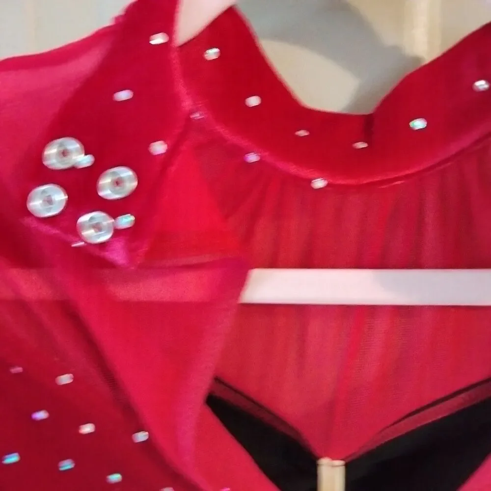 Ice Skating dress Competition Figure Skating Baton Twirling Costume Adult child